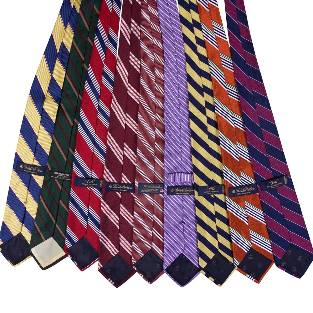 VTG Brooks Brothers Necktie Lot 9 Mens Multicolors 100% Silk Rep Stripe Preppy